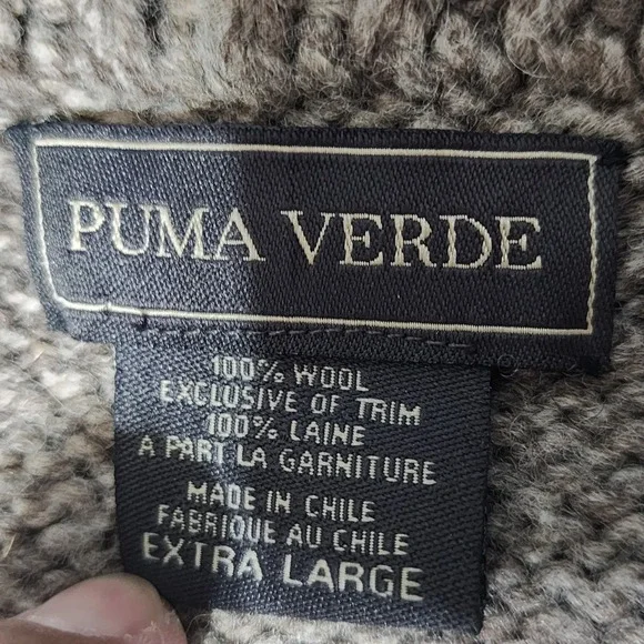 Puma Verde Fisherman Sweater Men's Size XL Beige 100% Wool Crew Neck - Picture 5 of 8